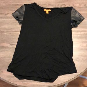Joe fresh shirt with fake leather sleeves